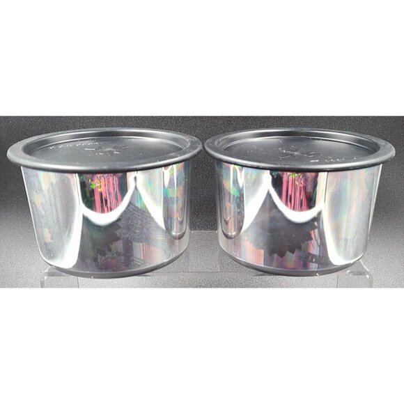 Tupperware Set of Two Metallic Holographic One Touch Canisters with Lids New - Picture 1 of 6